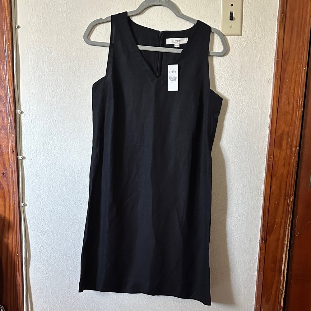 LOFT Black Sleeveless linen Mini Dress